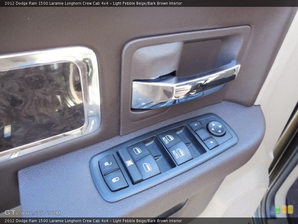 Light Pebble Beige/Bark Brown Interior Controls for the 2012 Dodge Ram 1500 Laramie Longhorn Crew Cab 4x4 #80684126