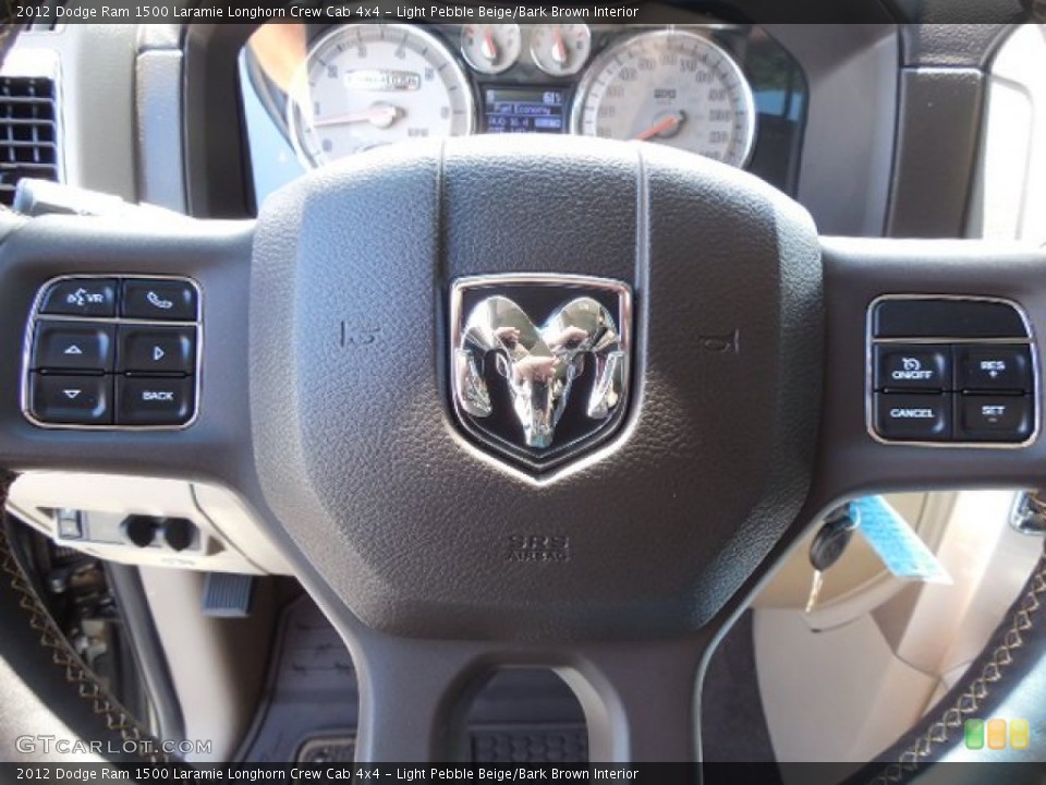 Light Pebble Beige/Bark Brown Interior Controls for the 2012 Dodge Ram 1500 Laramie Longhorn Crew Cab 4x4 #80684233
