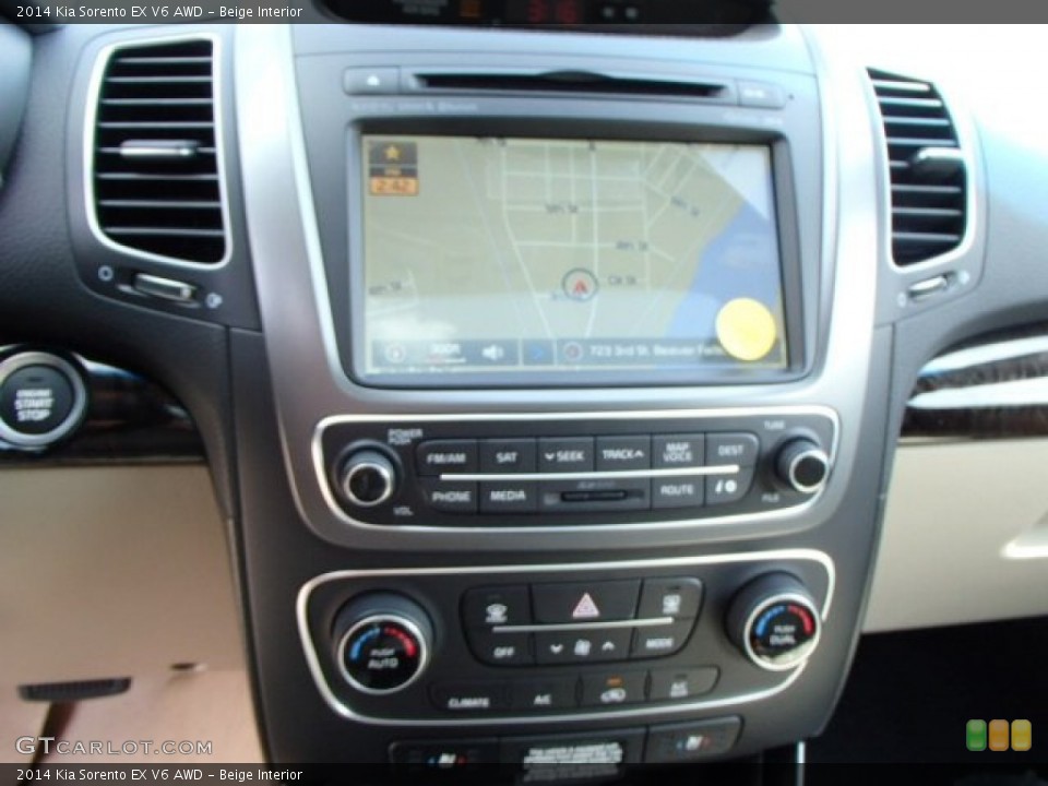 Beige Interior Controls for the 2014 Kia Sorento EX V6 AWD #80697998