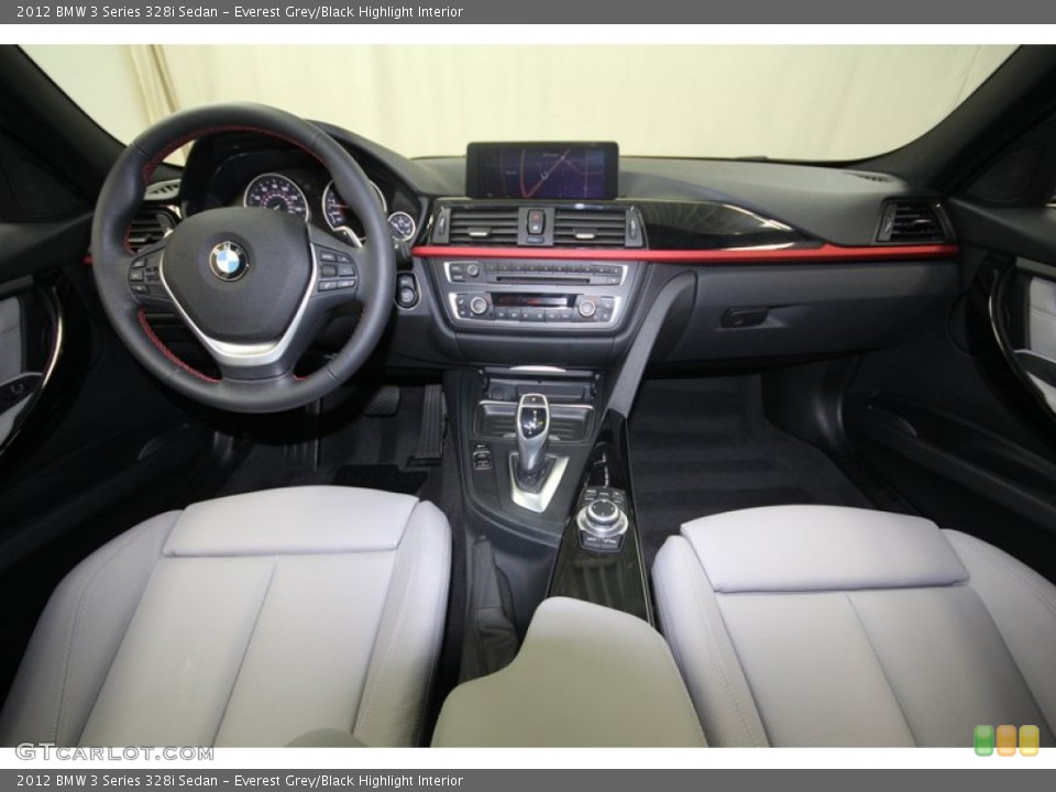 Everest Grey/Black Highlight Interior Dashboard for the 2012 BMW 3 Series 328i Sedan #80706200