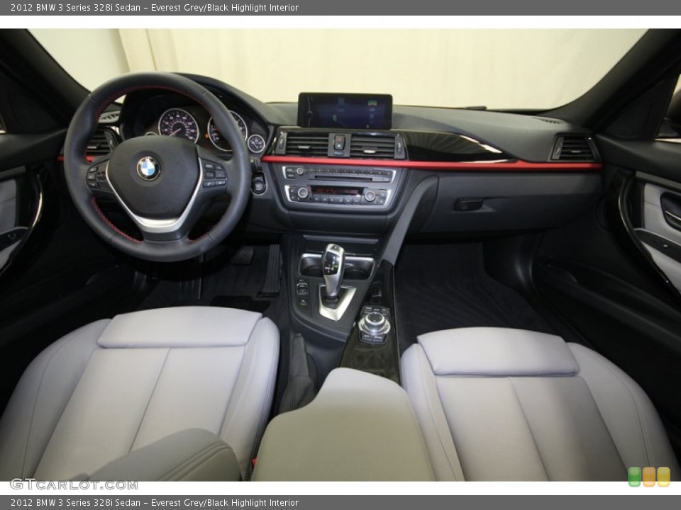 Everest Grey/Black Highlight Interior Dashboard for the 2012 BMW 3 Series 328i Sedan #80707103