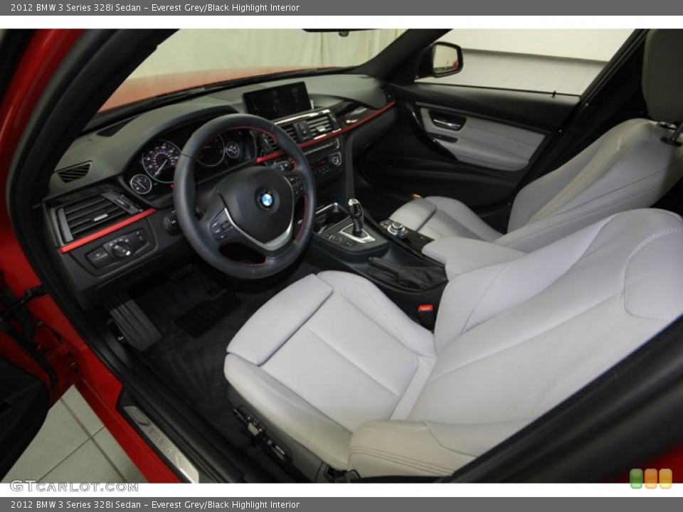Everest Grey/Black Highlight Interior Prime Interior for the 2012 BMW 3 Series 328i Sedan #80707285