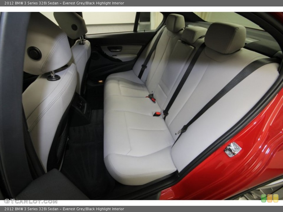 Everest Grey/Black Highlight Interior Rear Seat for the 2012 BMW 3 Series 328i Sedan #80707311