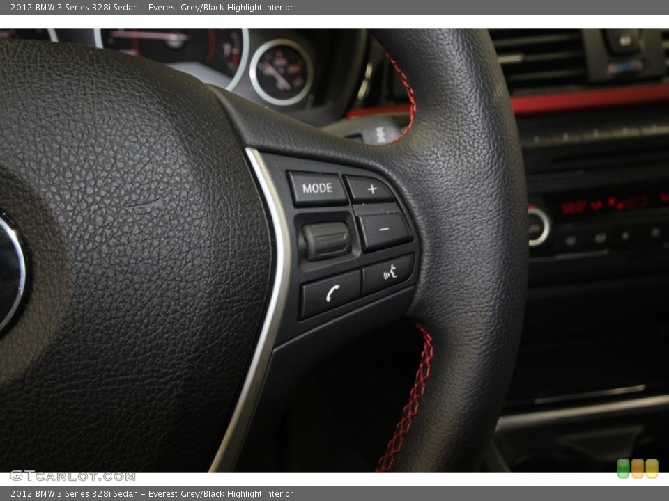 Everest Grey/Black Highlight Interior Controls for the 2012 BMW 3 Series 328i Sedan #80707567