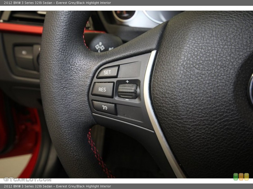 Everest Grey/Black Highlight Interior Controls for the 2012 BMW 3 Series 328i Sedan #80707586