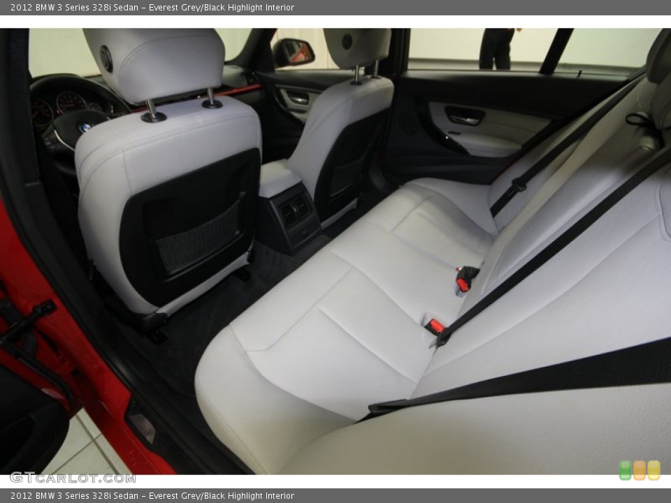 Everest Grey/Black Highlight Interior Rear Seat for the 2012 BMW 3 Series 328i Sedan #80707625