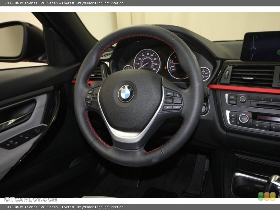 Everest Grey/Black Highlight Interior Steering Wheel for the 2012 BMW 3 Series 328i Sedan #80707666