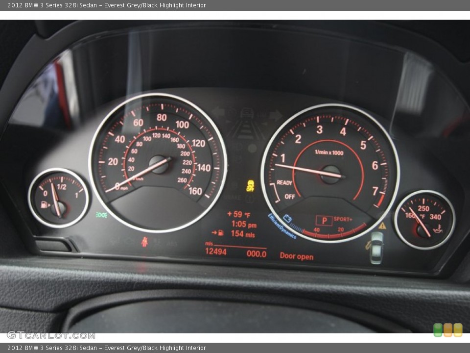 Everest Grey/Black Highlight Interior Gauges for the 2012 BMW 3 Series 328i Sedan #80707995