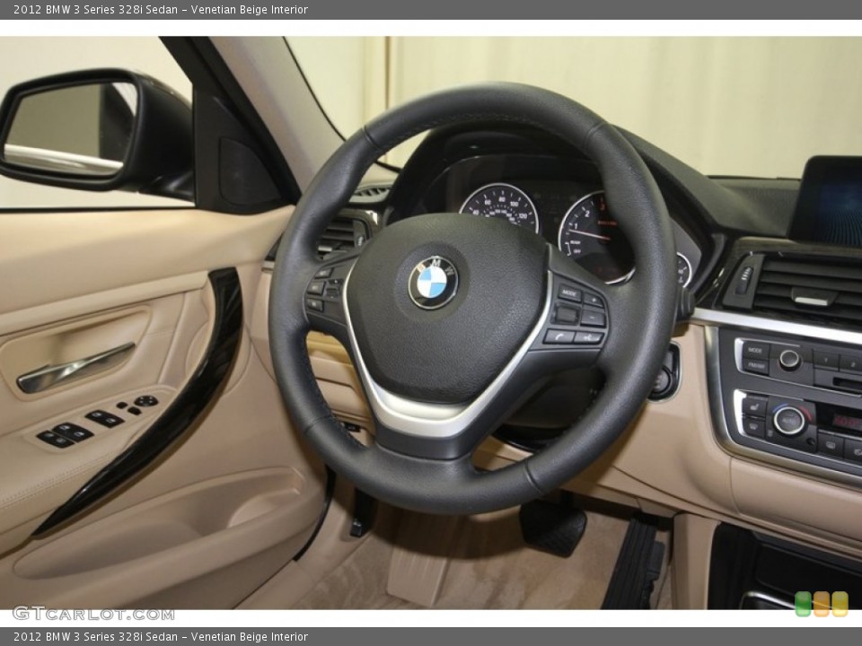 Venetian Beige Interior Steering Wheel for the 2012 BMW 3 Series 328i Sedan #80712412