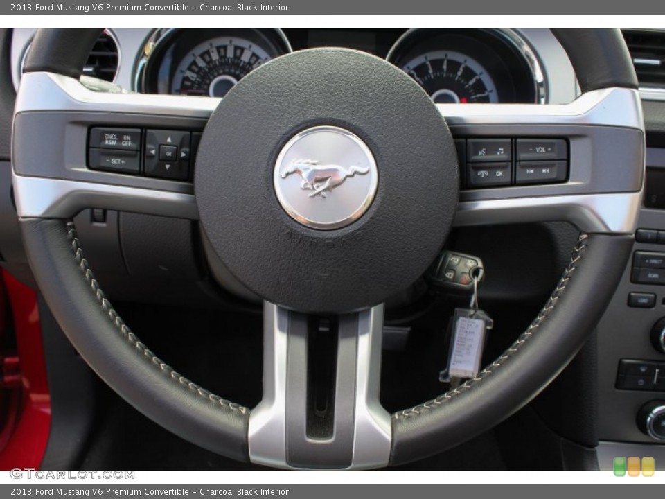 Charcoal Black Interior Controls for the 2013 Ford Mustang V6 Premium Convertible #80716160