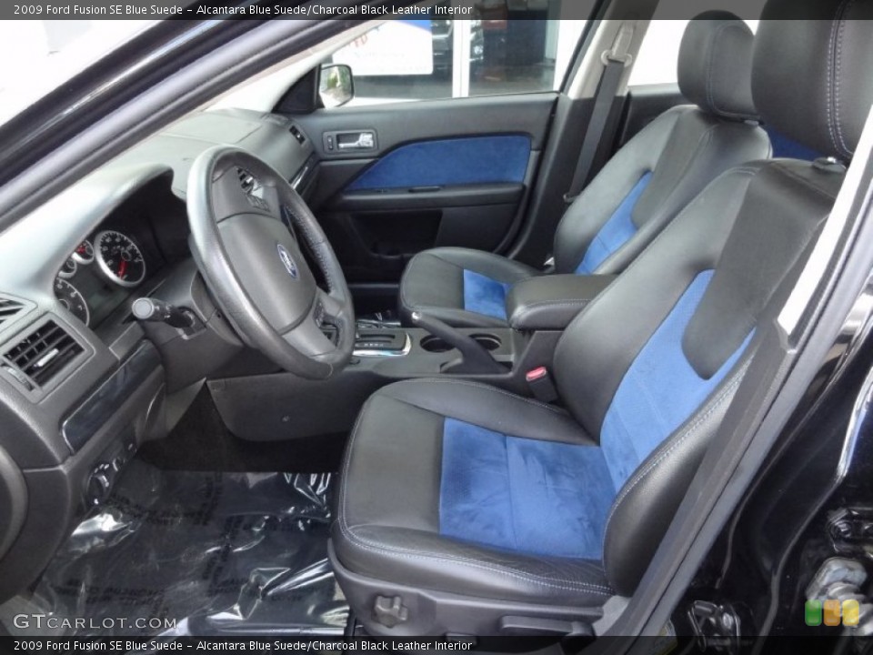 Alcantara Blue Suede/Charcoal Black Leather Interior Photo for the 2009 Ford Fusion SE Blue Suede #80742888