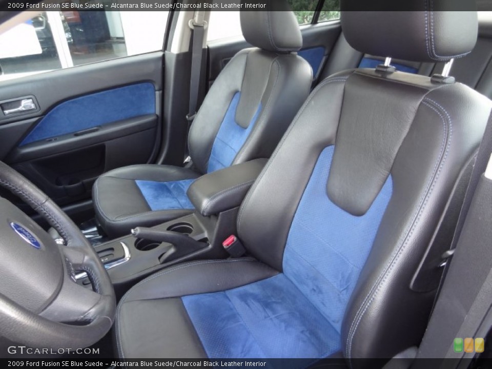 Alcantara Blue Suede/Charcoal Black Leather Interior Front Seat for the 2009 Ford Fusion SE Blue Suede #80742910