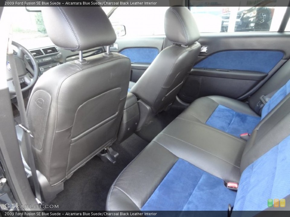Alcantara Blue Suede/Charcoal Black Leather Interior Rear Seat for the 2009 Ford Fusion SE Blue Suede #80742953