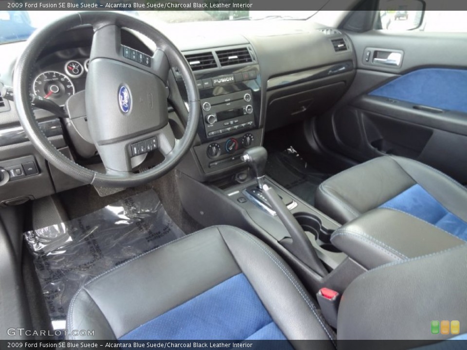 Alcantara Blue Suede/Charcoal Black Leather 2009 Ford Fusion Interiors