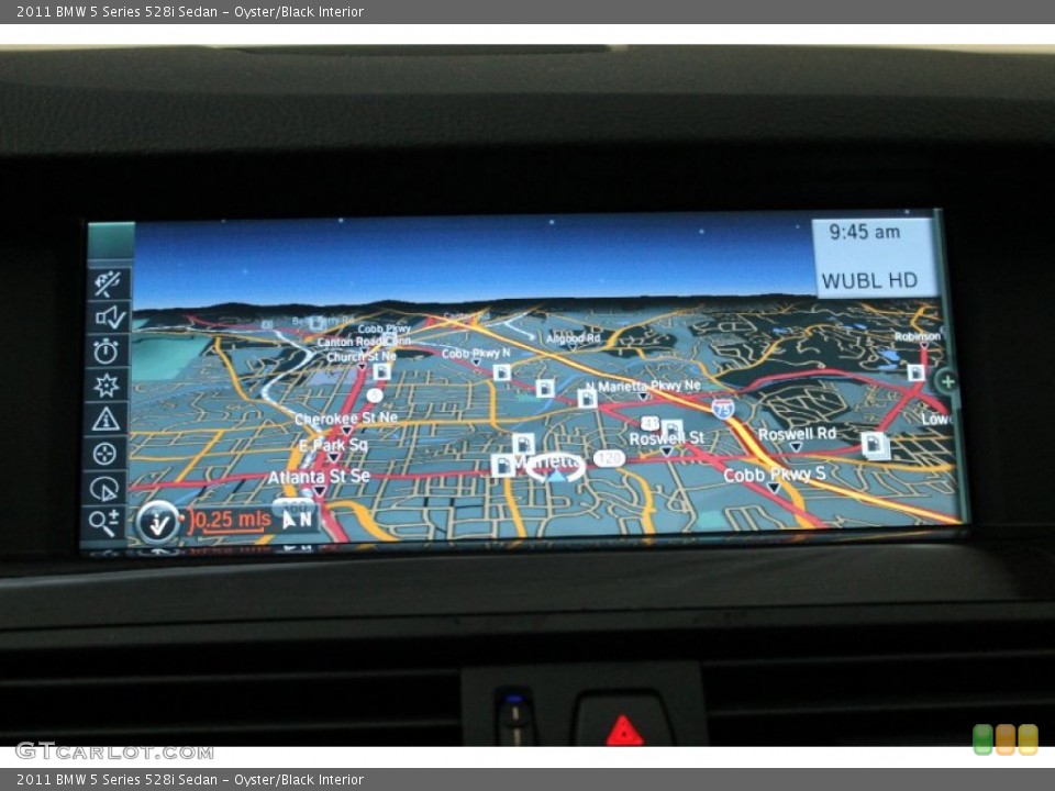 Oyster/Black Interior Navigation for the 2011 BMW 5 Series 528i Sedan #80771773