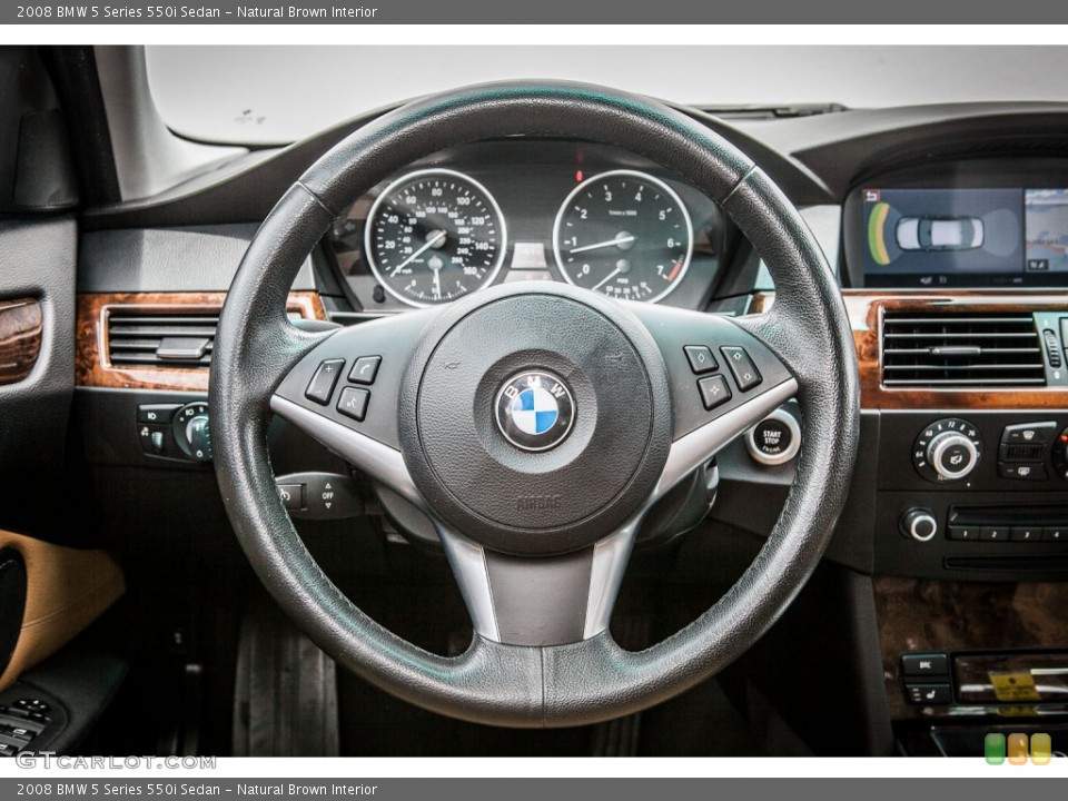 Natural Brown Interior Steering Wheel for the 2008 BMW 5 Series 550i Sedan #80775390