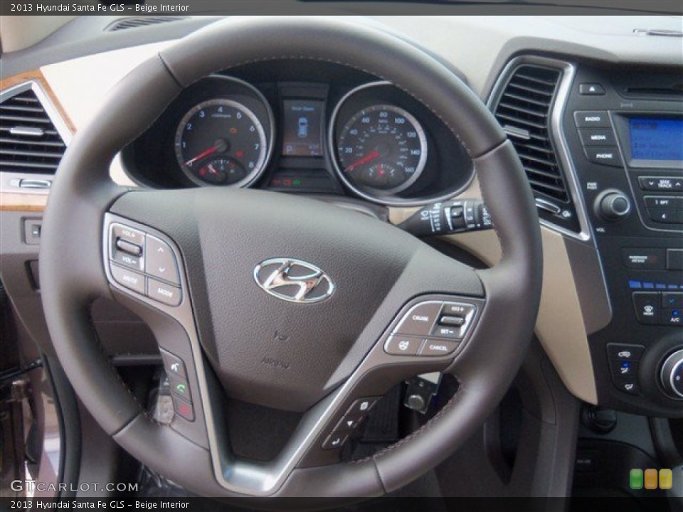 Beige Interior Steering Wheel for the 2013 Hyundai Santa Fe GLS #80795551