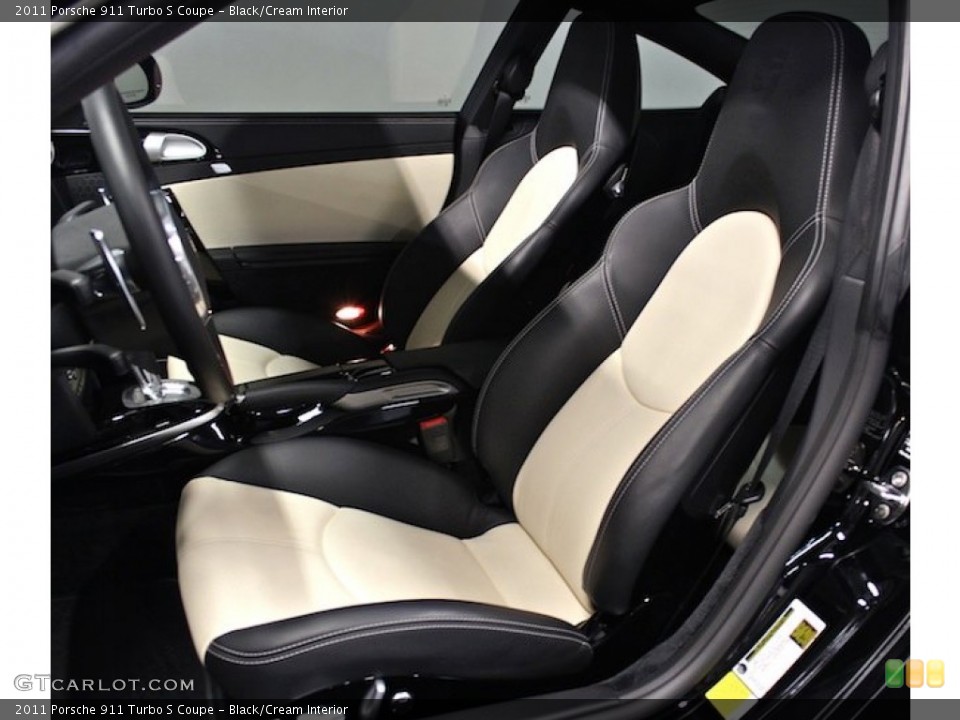 Black/Cream Interior Front Seat for the 2011 Porsche 911 Turbo S Coupe #80812012