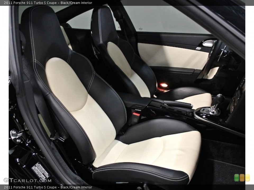 Black/Cream Interior Front Seat for the 2011 Porsche 911 Turbo S Coupe #80812036