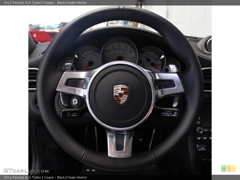 Black/Cream Interior Steering Wheel for the 2011 Porsche 911 Turbo S Coupe #80812233