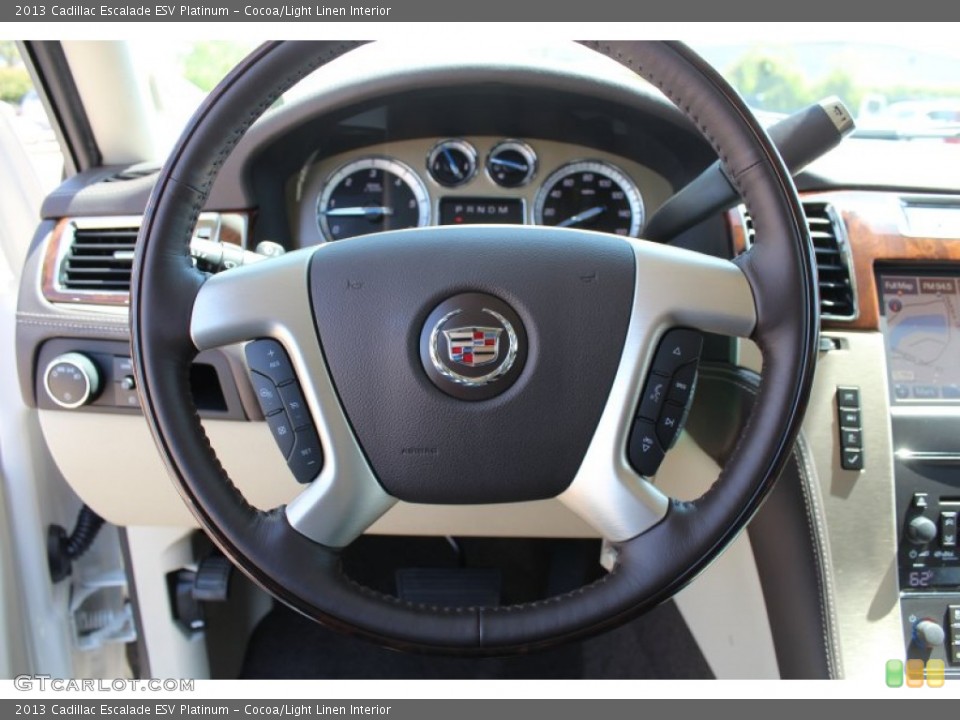 Cocoa/Light Linen Interior Steering Wheel for the 2013 Cadillac Escalade ESV Platinum #80826586