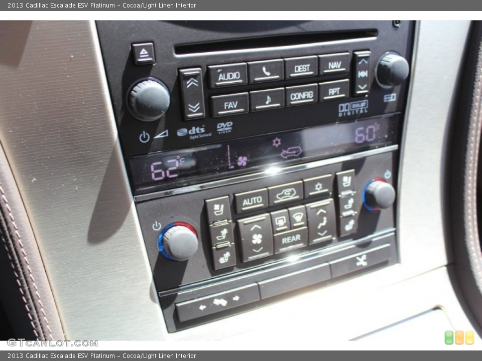 Cocoa/Light Linen Interior Controls for the 2013 Cadillac Escalade ESV Platinum #80826922