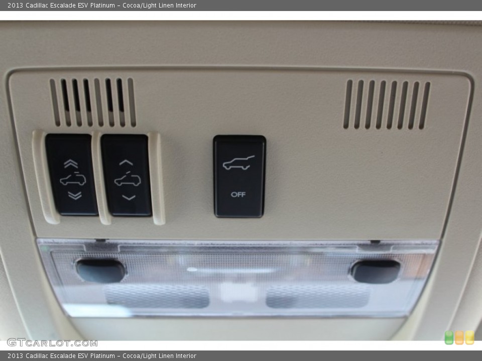 Cocoa/Light Linen Interior Controls for the 2013 Cadillac Escalade ESV Platinum #80826964