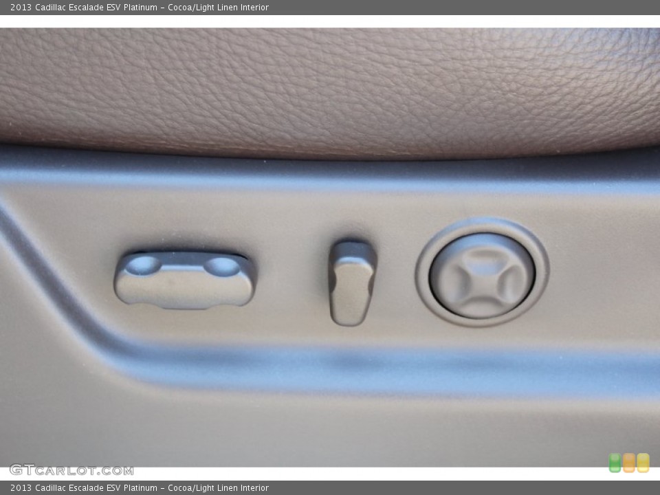Cocoa/Light Linen Interior Controls for the 2013 Cadillac Escalade ESV Platinum #80827026