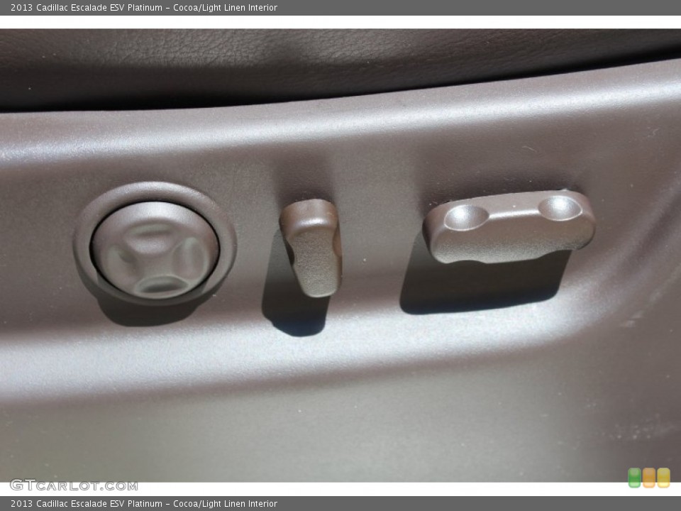 Cocoa/Light Linen Interior Controls for the 2013 Cadillac Escalade ESV Platinum #80827063