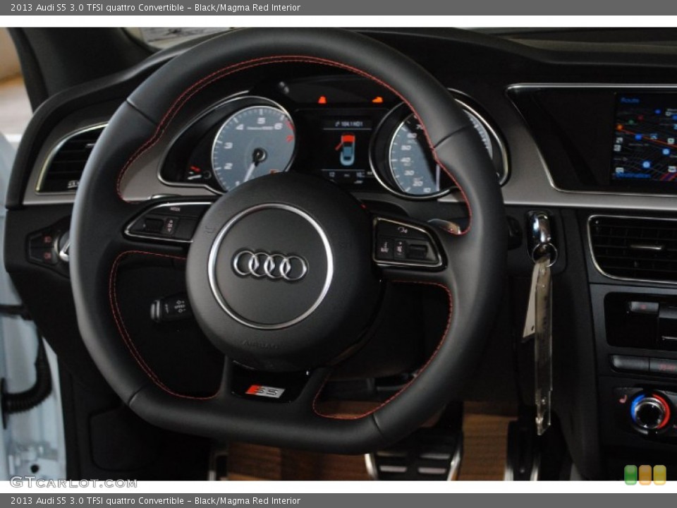 Black/Magma Red Interior Steering Wheel for the 2013 Audi S5 3.0 TFSI quattro Convertible #80829751