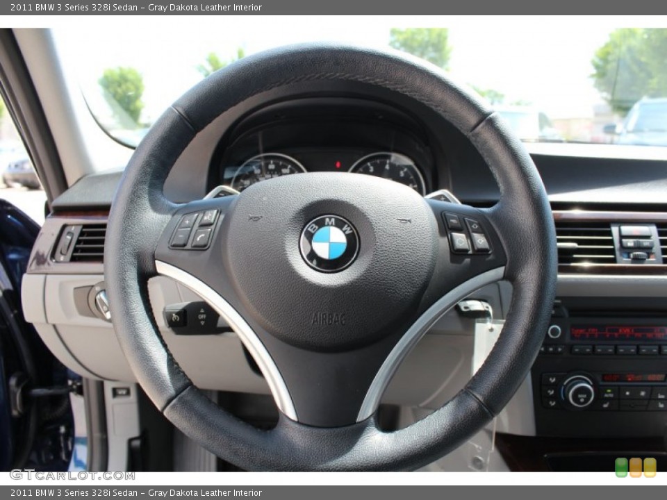 Gray Dakota Leather Interior Steering Wheel for the 2011 BMW 3 Series 328i Sedan #80830101