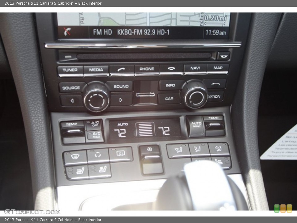Black Interior Controls for the 2013 Porsche 911 Carrera S Cabriolet #80836813