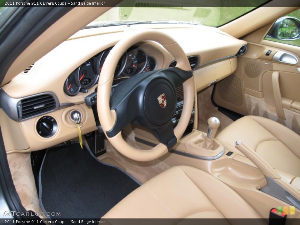 Sand Beige Interior Prime Interior for the 2011 Porsche 911 Carrera Coupe #80856199