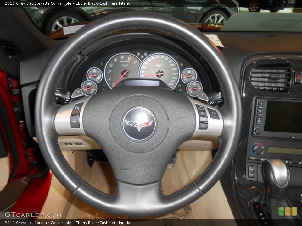 Ebony Black/Cashmere Interior Steering Wheel for the 2011 Chevrolet Corvette Convertible #80859109