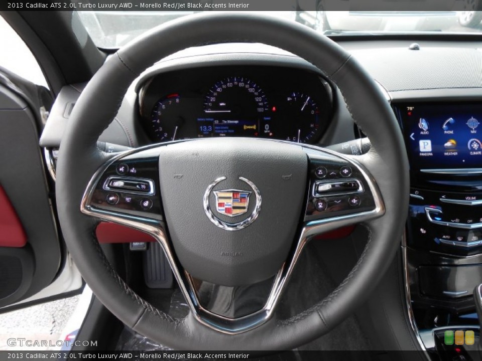 Morello Red/Jet Black Accents Interior Steering Wheel for the 2013 Cadillac ATS 2.0L Turbo Luxury AWD #80864759