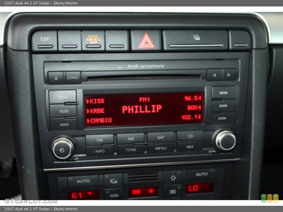 Ebony Interior Audio System for the 2007 Audi A4 2.0T Sedan #80885081