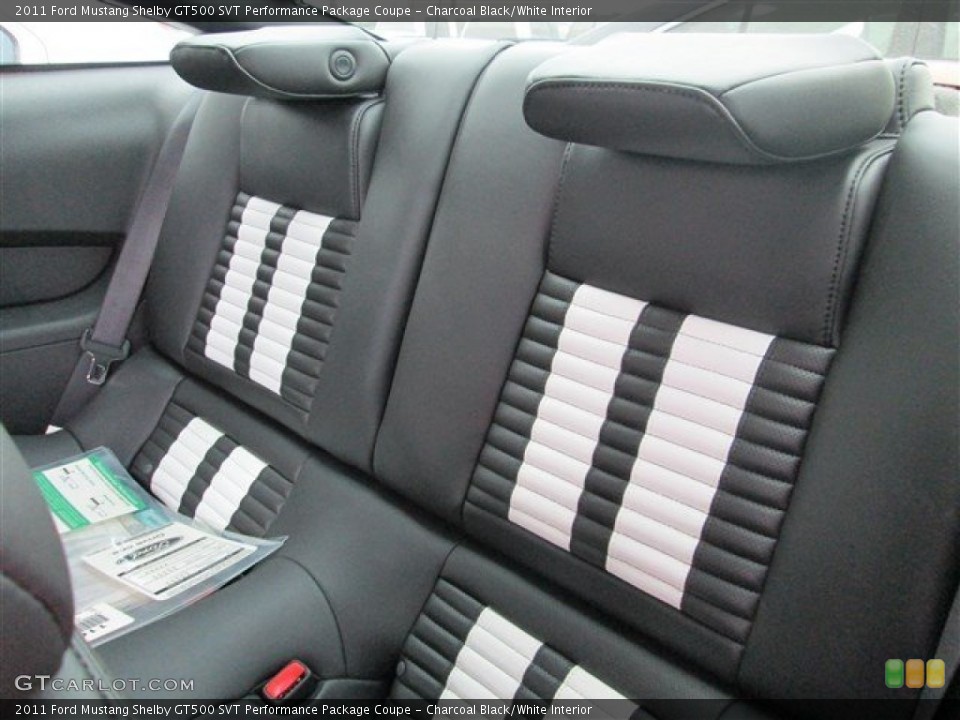 Charcoal Black/White Interior Rear Seat for the 2011 Ford Mustang Shelby GT500 SVT Performance Package Coupe #80886688