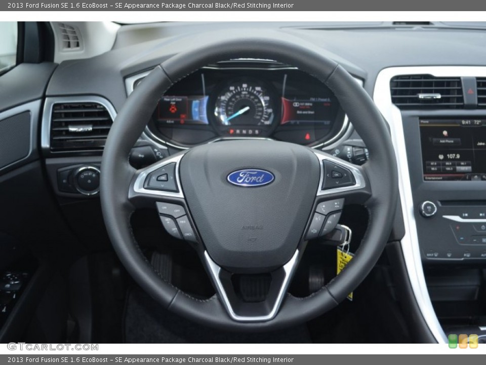 SE Appearance Package Charcoal Black/Red Stitching Interior Steering Wheel for the 2013 Ford Fusion SE 1.6 EcoBoost #80915031