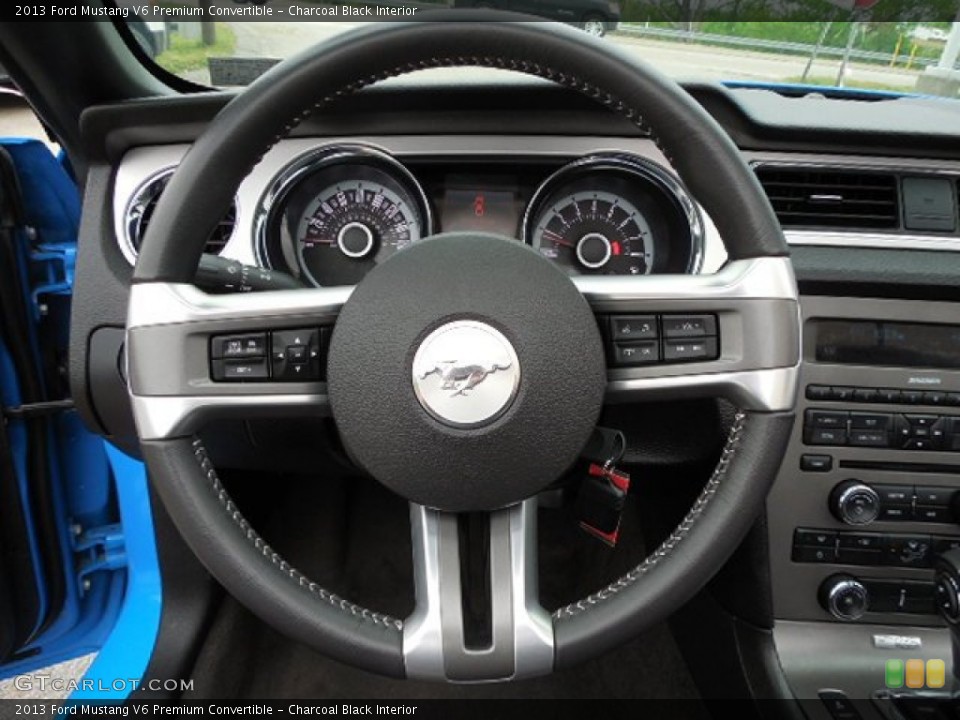 Charcoal Black Interior Steering Wheel for the 2013 Ford Mustang V6 Premium Convertible #80918447
