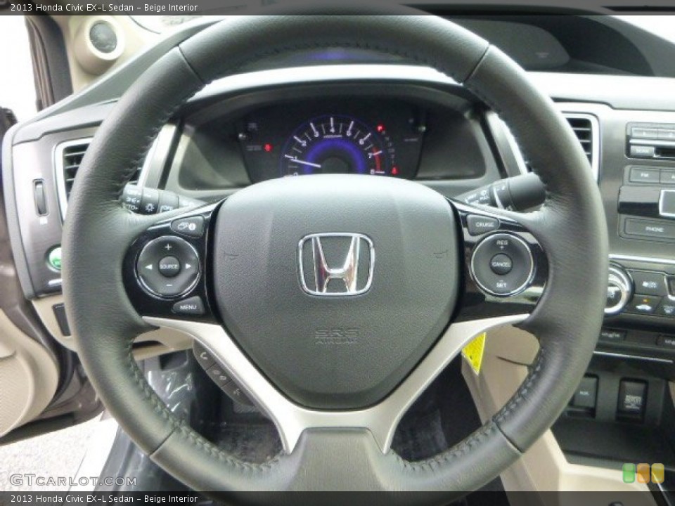 Beige Interior Steering Wheel for the 2013 Honda Civic EX-L Sedan #80938505