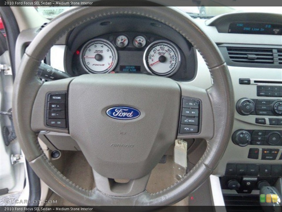 Medium Stone Interior Steering Wheel for the 2010 Ford Focus SEL Sedan #80955538