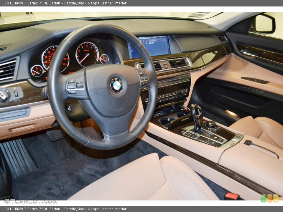 Saddle/Black Nappa Leather Interior Prime Interior for the 2011 BMW 7 Series 750Li Sedan #80957224