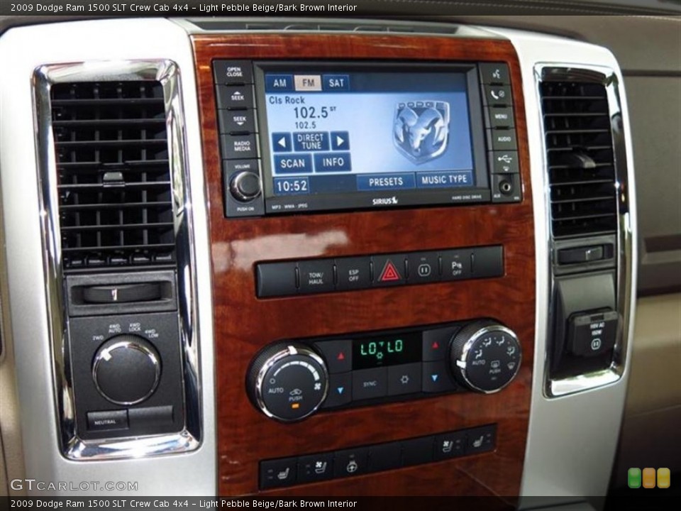 Light Pebble Beige/Bark Brown Interior Controls for the 2009 Dodge Ram 1500 SLT Crew Cab 4x4 #80957248