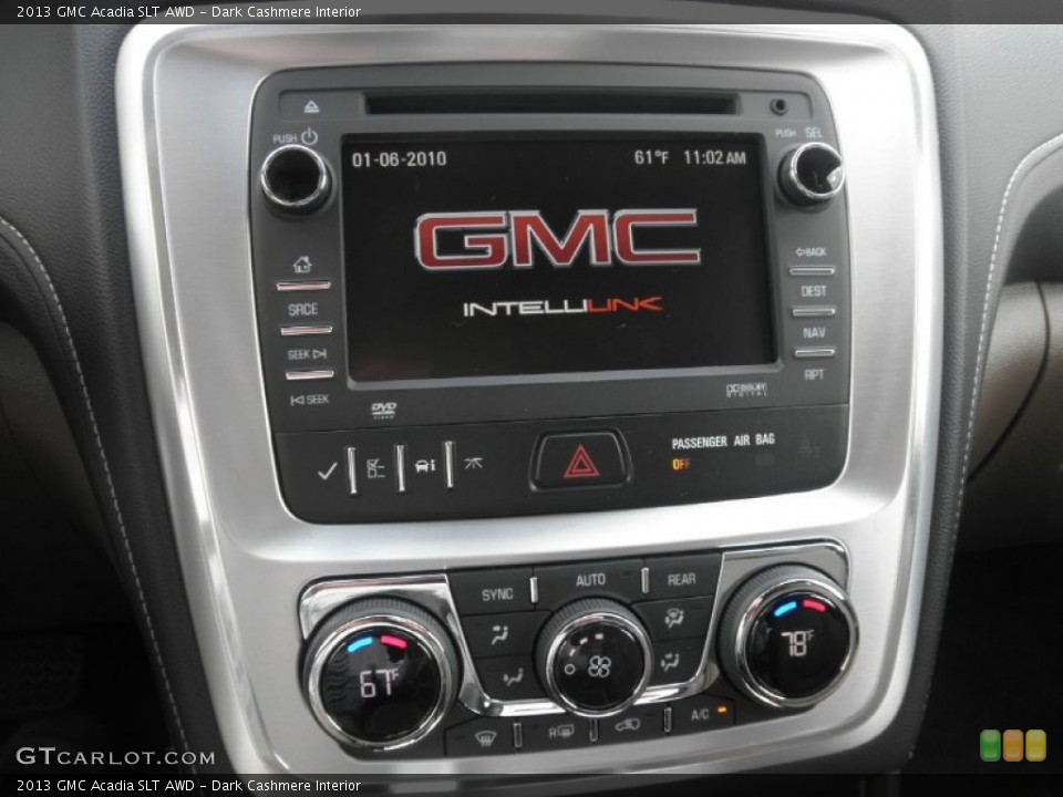 Dark Cashmere Interior Controls for the 2013 GMC Acadia SLT AWD #80984558