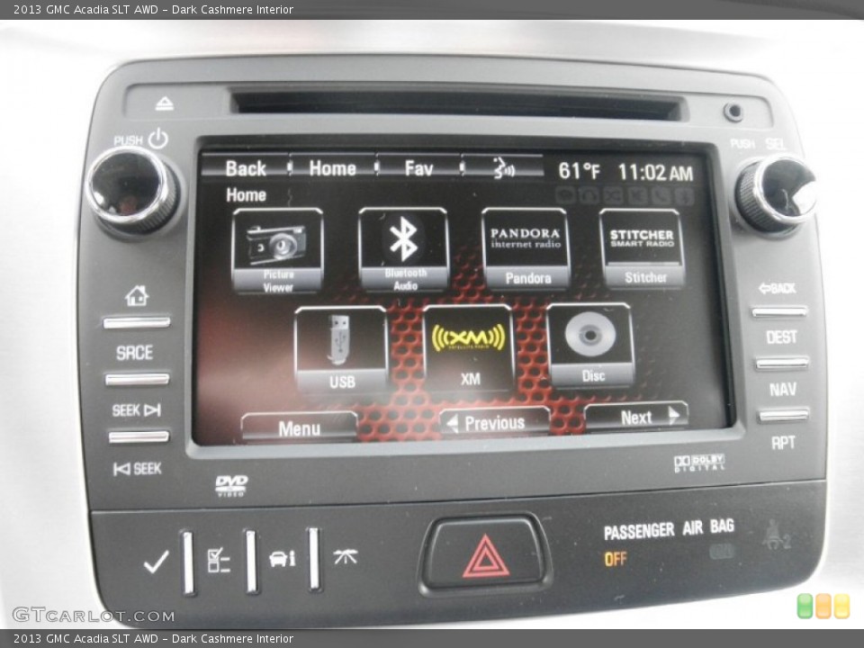 Dark Cashmere Interior Controls for the 2013 GMC Acadia SLT AWD #80984606
