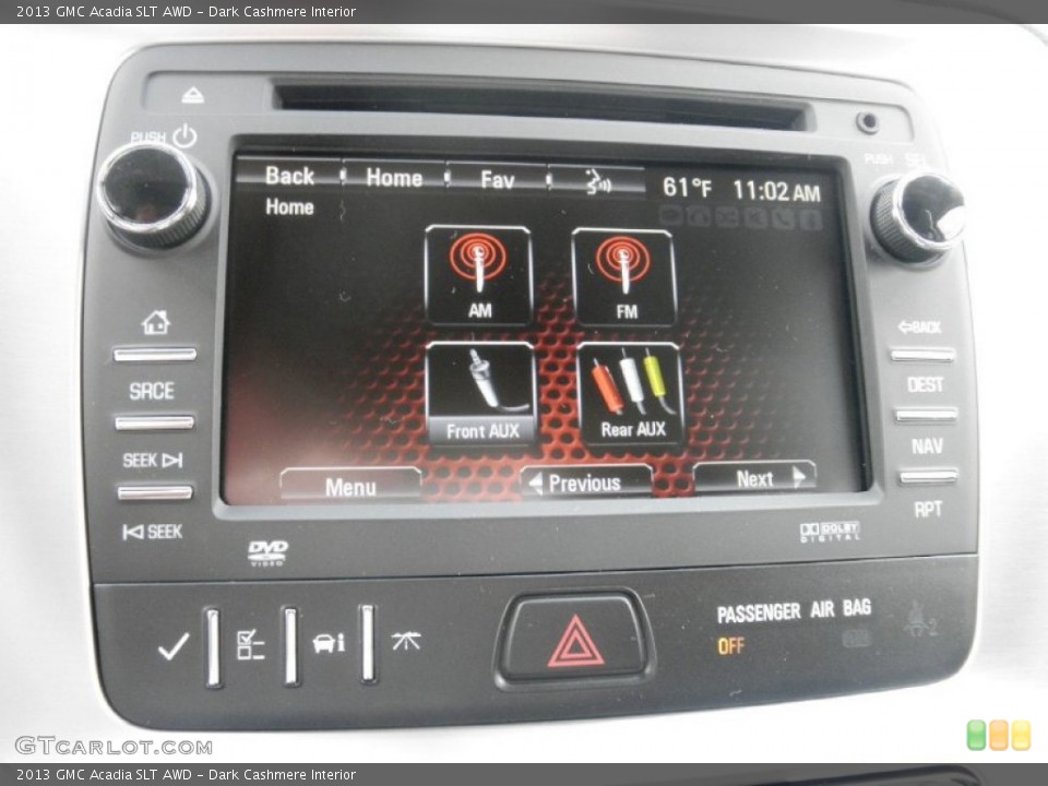 Dark Cashmere Interior Controls for the 2013 GMC Acadia SLT AWD #80984630