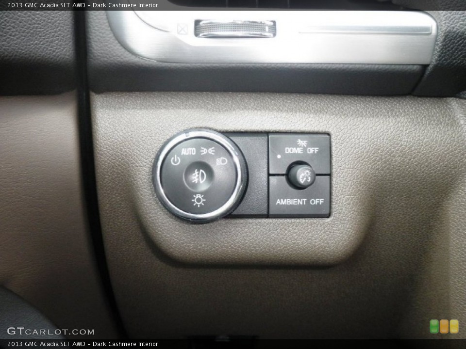 Dark Cashmere Interior Controls for the 2013 GMC Acadia SLT AWD #80984855