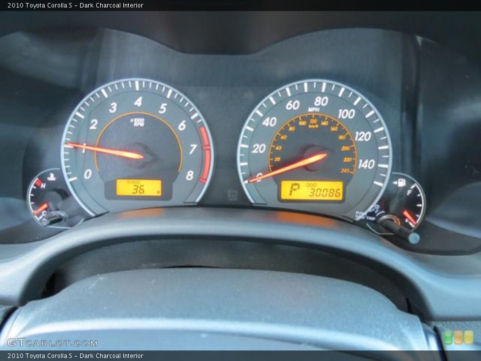 Dark Charcoal Interior Gauges for the 2010 Toyota Corolla S #81050694