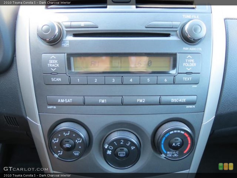 Dark Charcoal Interior Controls for the 2010 Toyota Corolla S #81050712