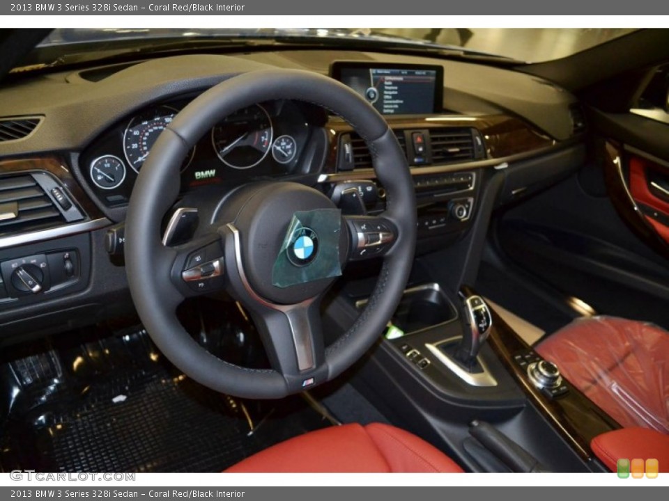 Coral Red/Black Interior Prime Interior for the 2013 BMW 3 Series 328i Sedan #81124856